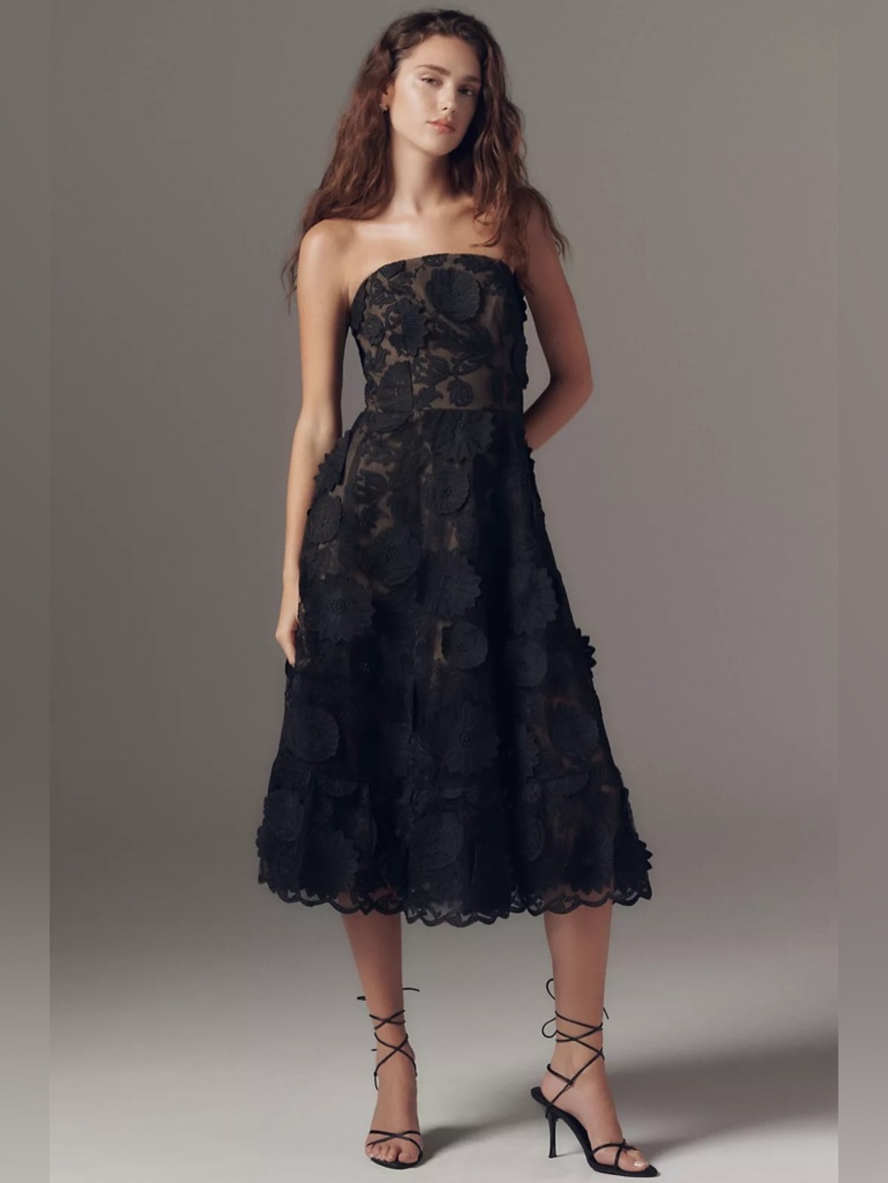 NWT Anthropologie Dress The Population Kailyn Strapless Fit & Flare Midi Dress